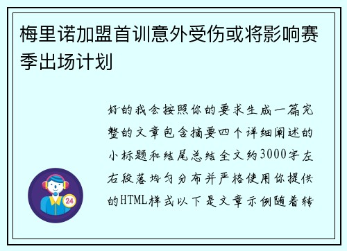 梅里诺加盟首训意外受伤或将影响赛季出场计划